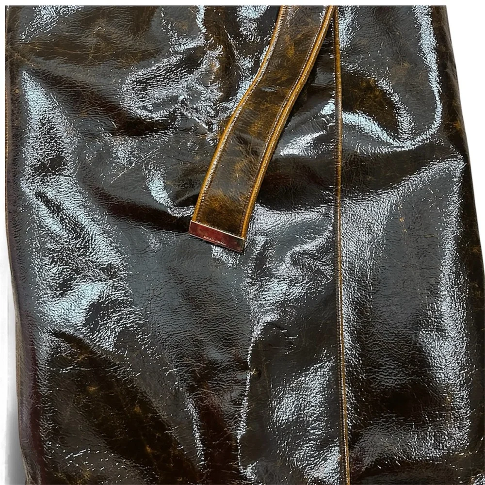 Brandon Maxwell Evelyn Mahogany Brown Maxi Wrap Skirt with Slit - Picture 9 of 12